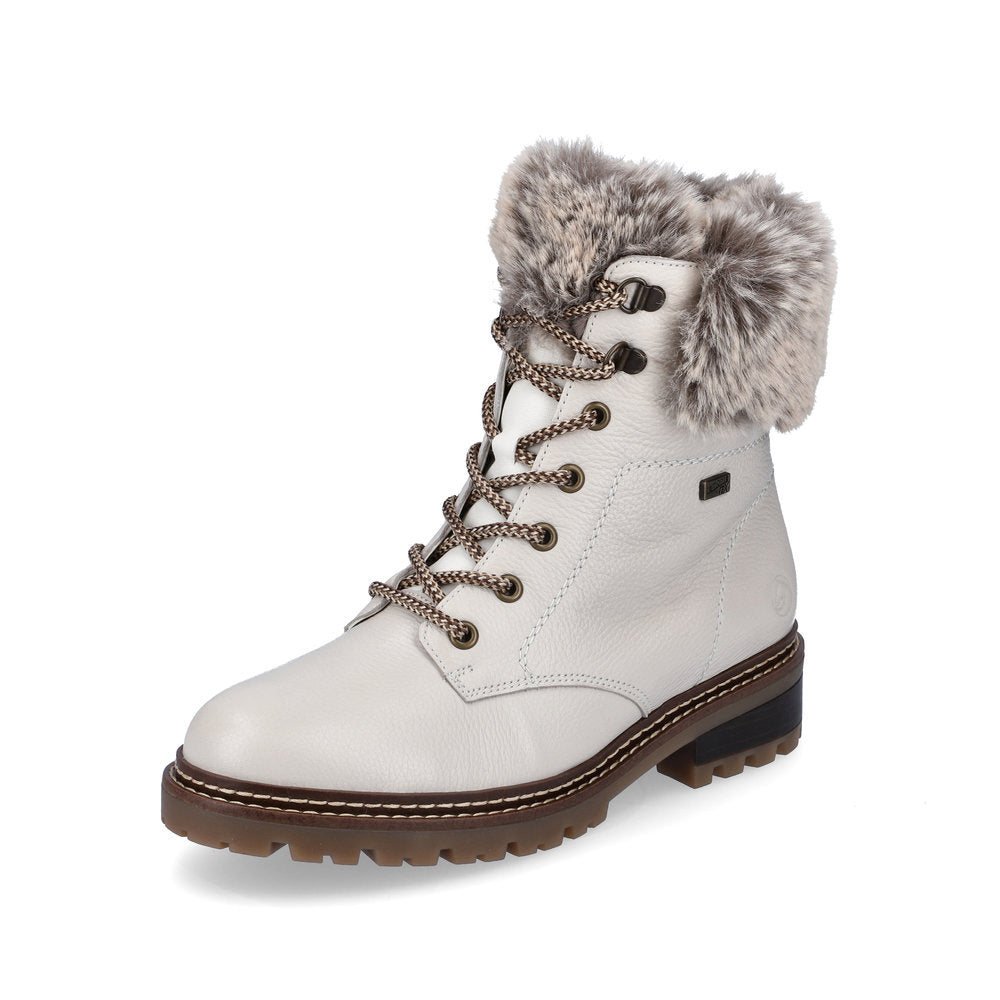 Remonte Leather Women's Short D0B74 Ankle Bootsfiber Grip - White Combination