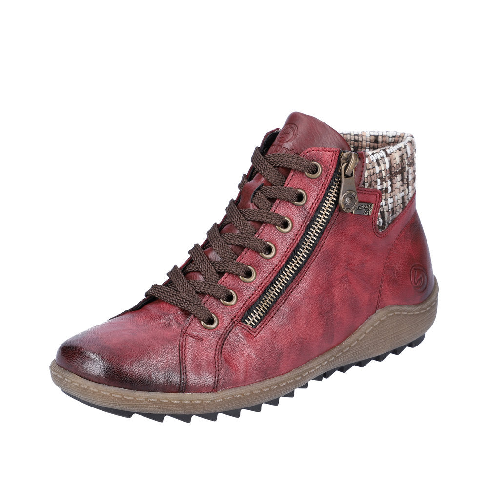 Remonte Leather Women's Short R1485 Ankle Boots - Red Combination