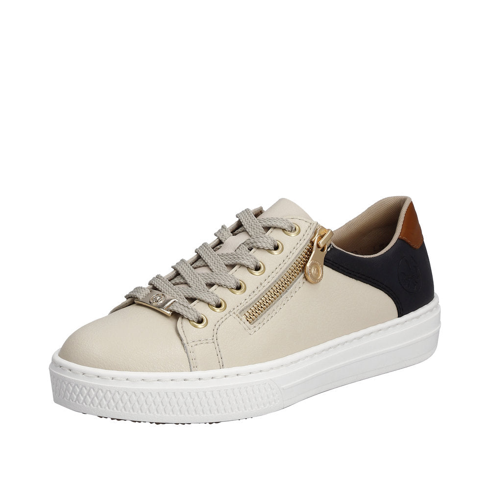 Rieker Women's Style L59A1 Athletic Lace-Up With Zip - Beige Combination