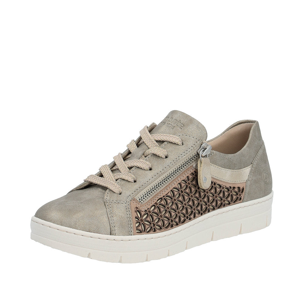 Remonte Women's Style D5830 Casual Lace-Up With Zip - Metallic