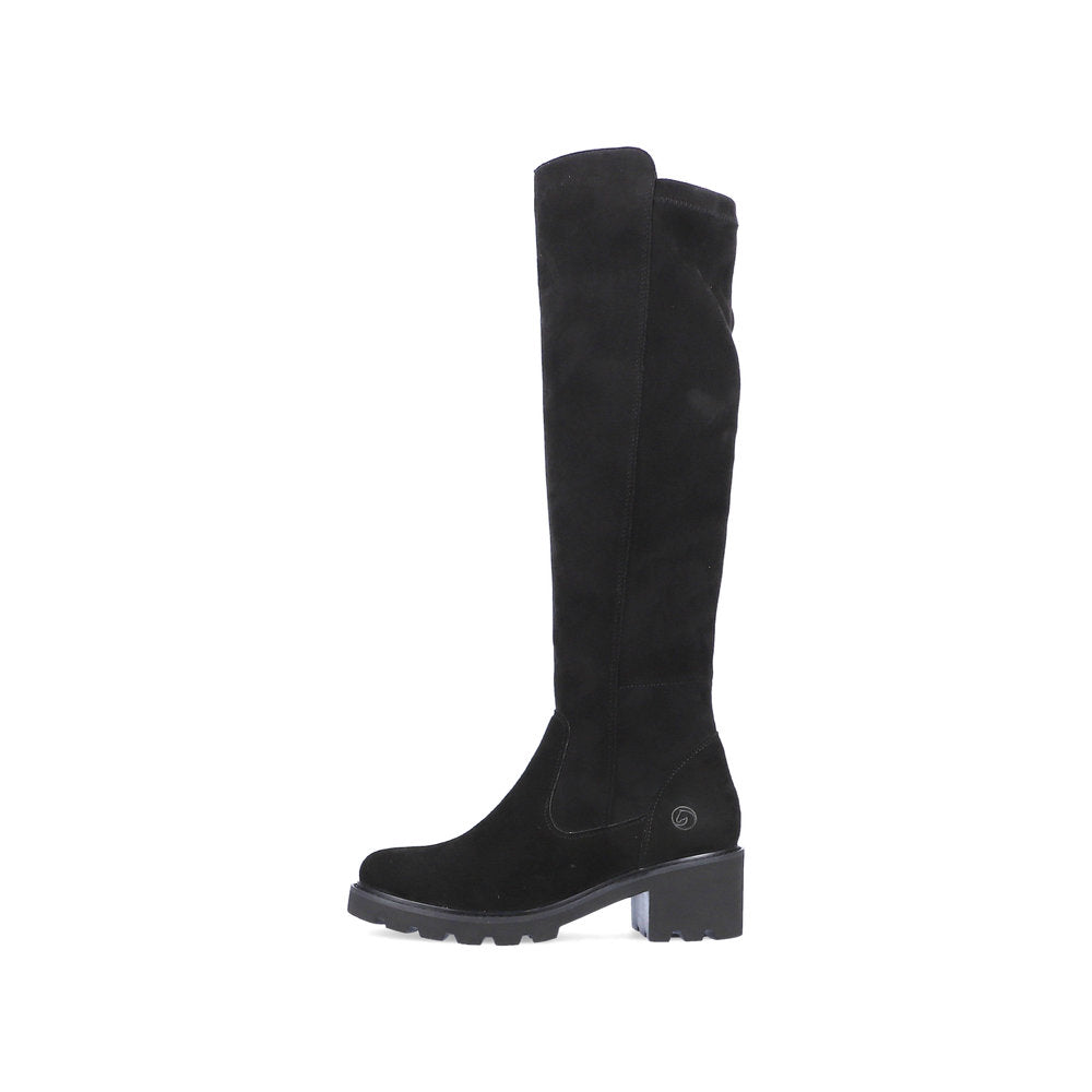 Remonte Suede Leather Women's' Tall D0A73-24 Tall Boots - Black 9TeJDw9F