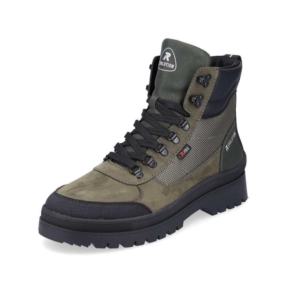 Rieker Evolution Synthetic Leather Men's U0270 Ankle Boots - Green Combination