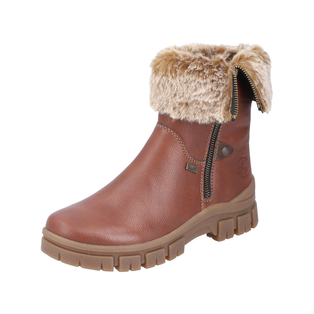 Rieker Synthetic Material Women's Short Z1082 Ankle Bootsfiber Grip - Brown