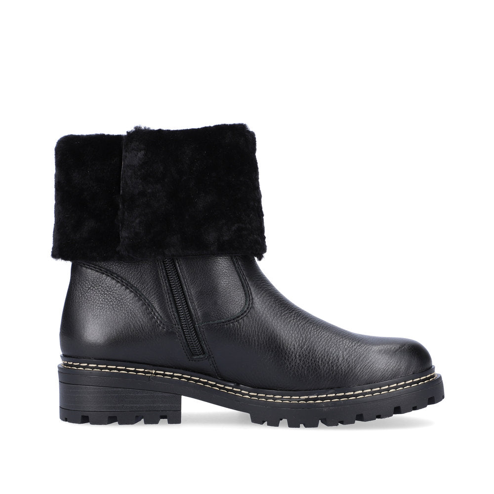 Remonte Leather Women's Mid Height D0B71 Mid-Height Bootsfiber Grip - Black paFd8vrS