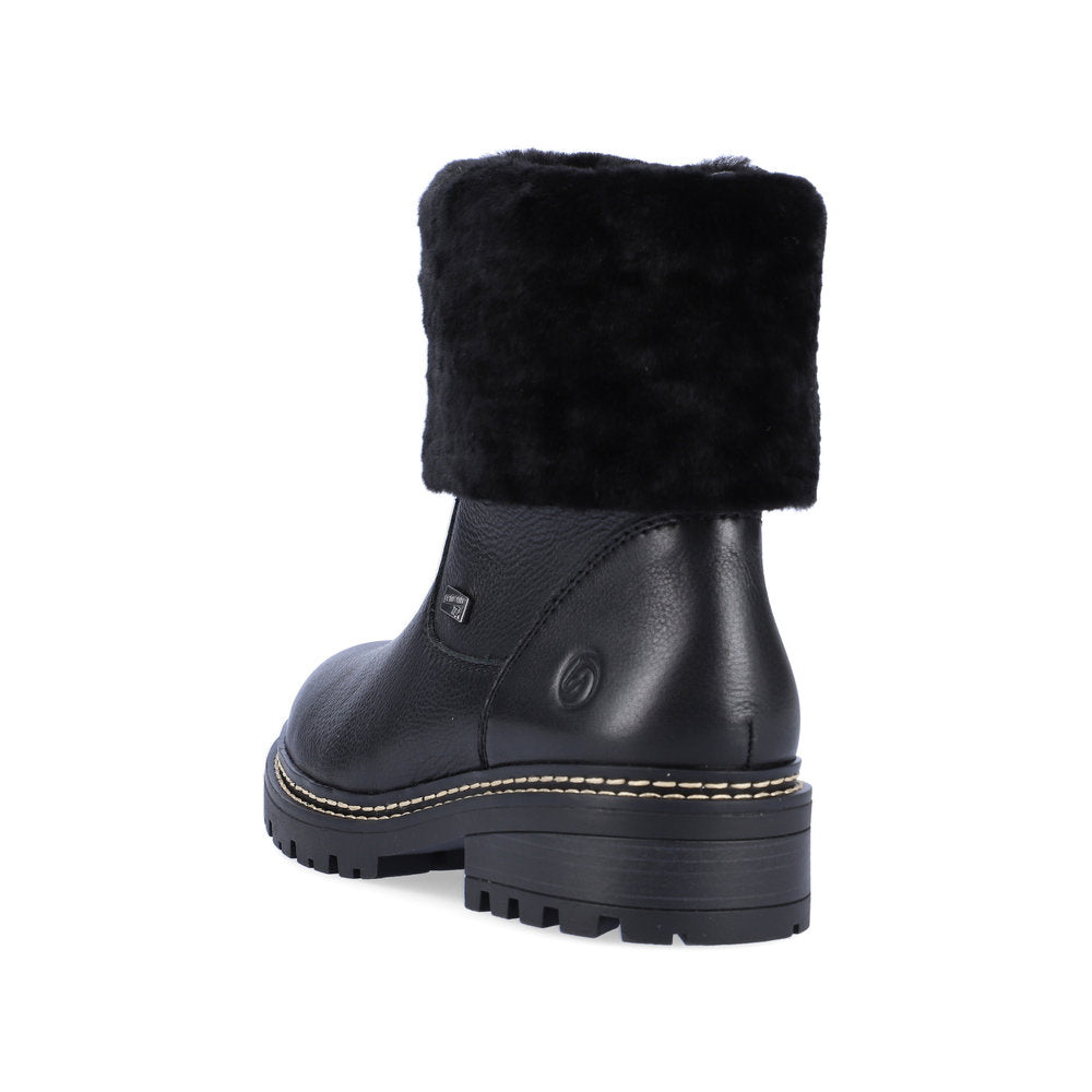 Remonte Leather Women's Mid Height D0B71 Mid-Height Bootsfiber Grip - Black paFd8vrS