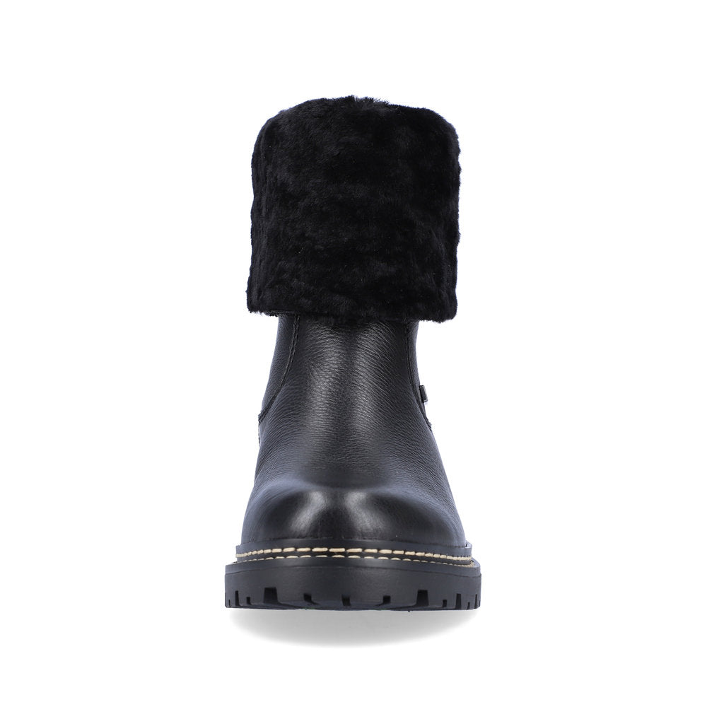 Remonte Leather Women's Mid Height D0B71 Mid-Height Bootsfiber Grip - Black paFd8vrS