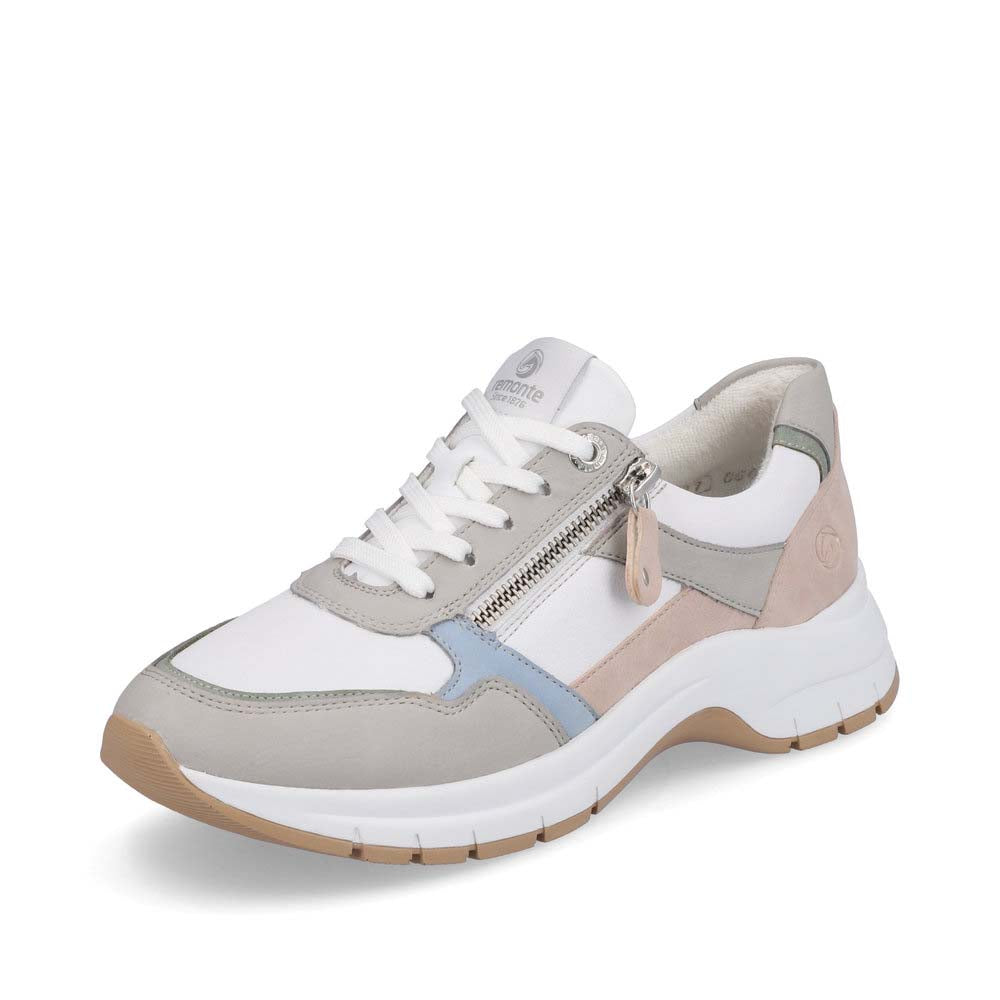 Remonte Women's Style D0G02 Casual Lace-Up With Zip - White Combination