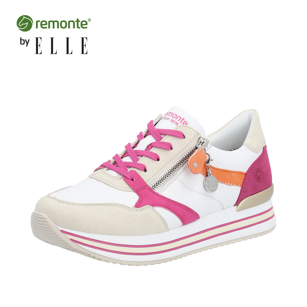 Remonte Women's Style D1323 Athletic Lace-Up With Zip - White Combination