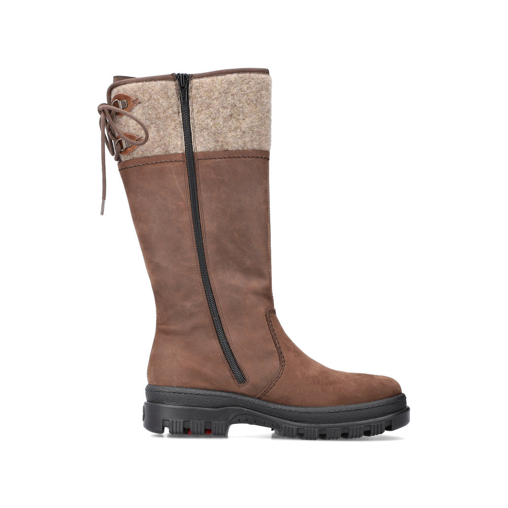 Rieker Suede Leather Women's Tall X8263 Tall Bootsflip Grip - Brown oTDypxtW