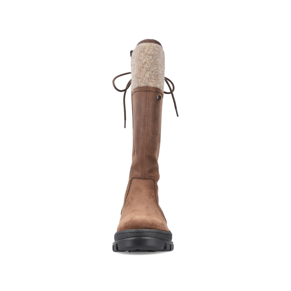 Rieker Suede Leather Women's Tall X8263 Tall Bootsflip Grip - Brown oTDypxtW