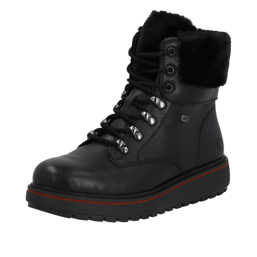 Remonte Leather Women's Mid Height D0U70 Mid-Height Bootsflip Grip - Black