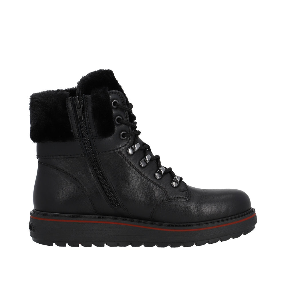 Remonte Leather Women's Mid Height D0U70 Mid-Height Bootsflip Grip - Black RVRys25Z