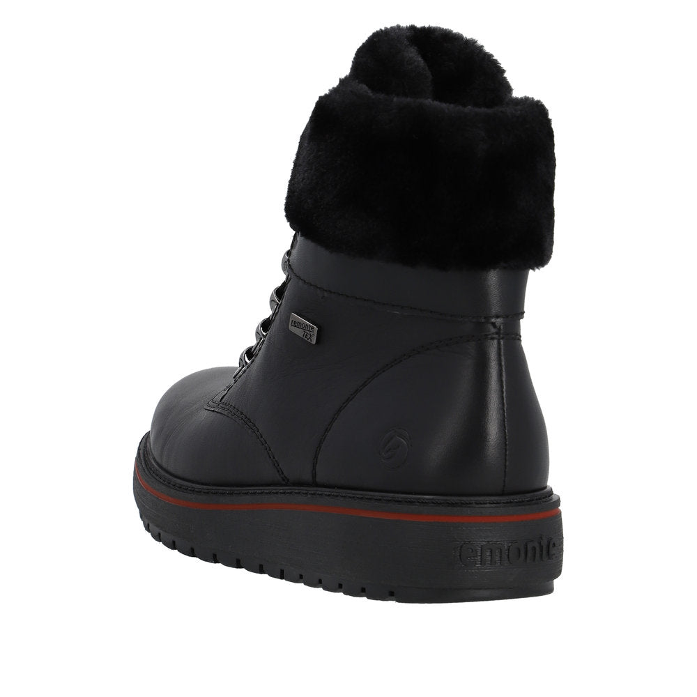 Remonte Leather Women's Mid Height D0U70 Mid-Height Bootsflip Grip - Black RVRys25Z
