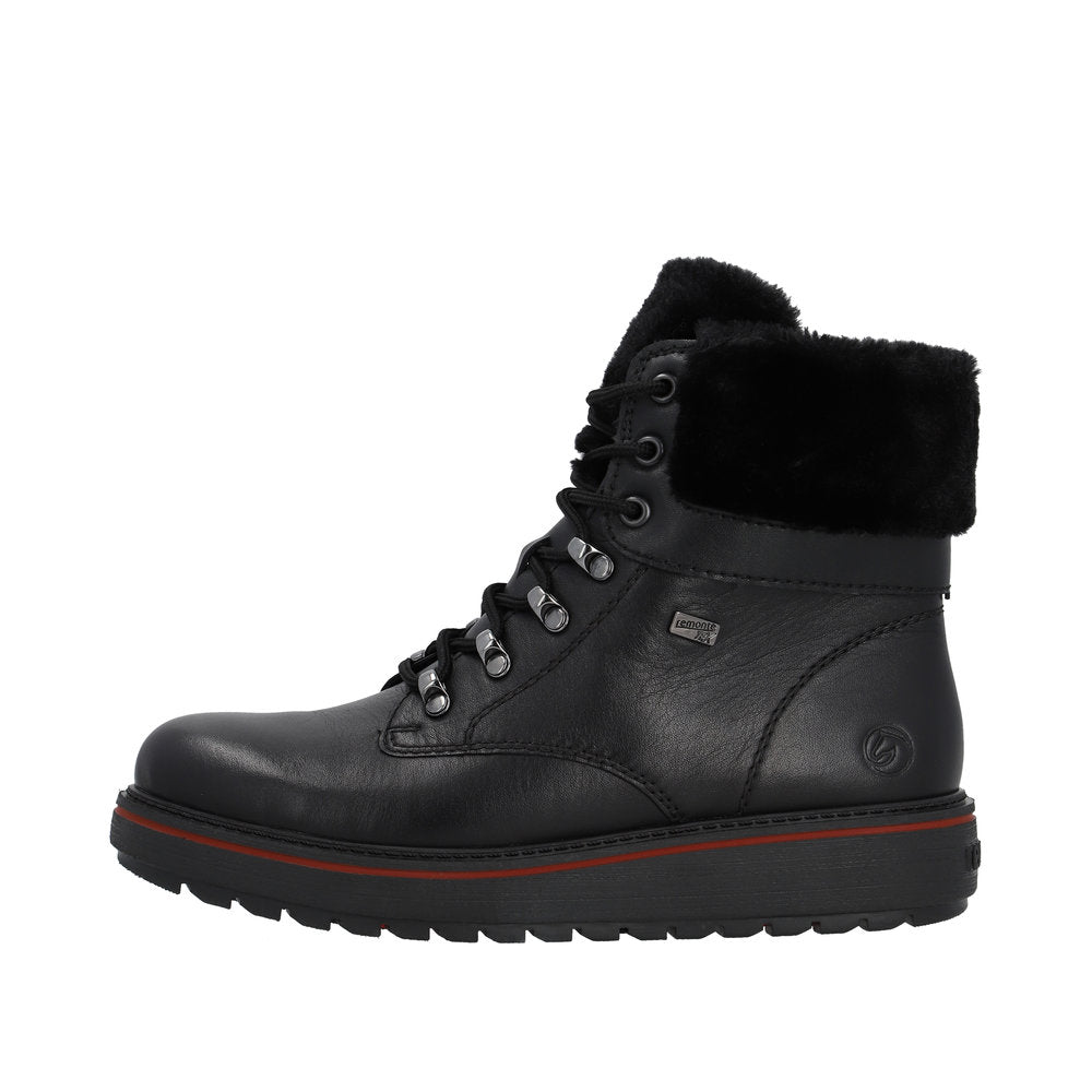 Remonte Leather Women's Mid Height D0U70 Mid-Height Bootsflip Grip - Black RVRys25Z
