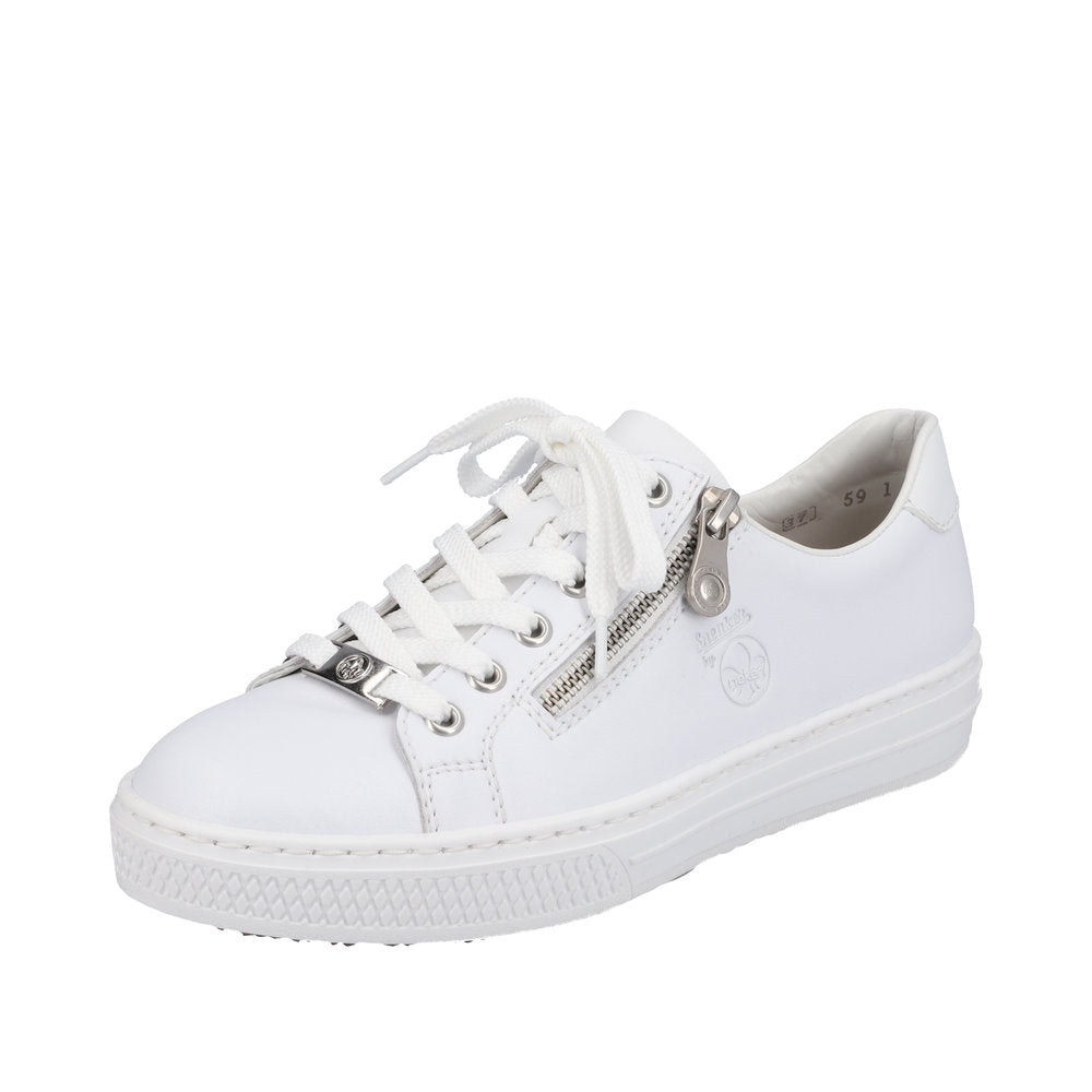 Rieker Women's Style L59L1 Athletic Lace-Up With Zip - White