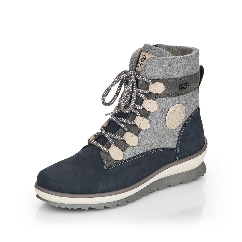 Remonte Synthetic Leather Women's Mid Height R8481 Ankle Boots - Grey Combination