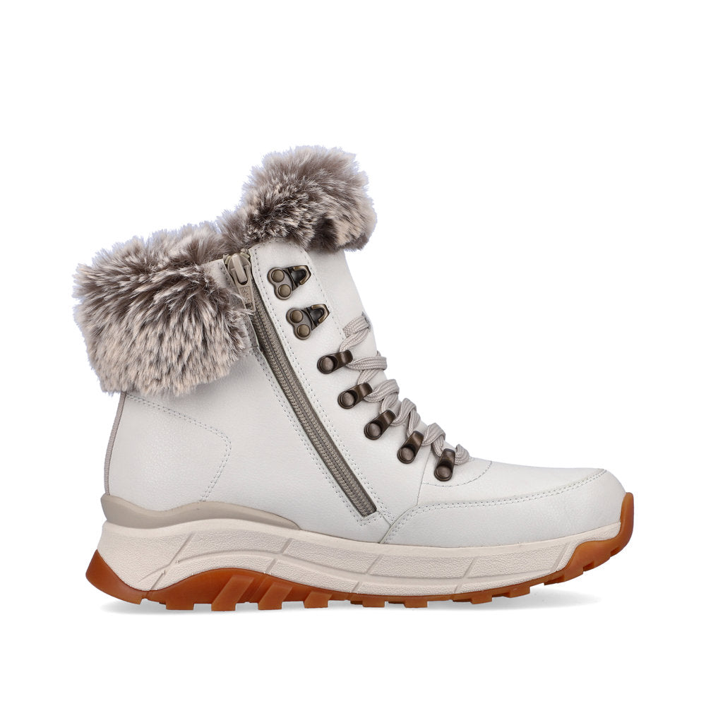 Rieker Evolution Leather Women's Mid Height W0063-00 Mid-Height Boots - White eZp1QfL4