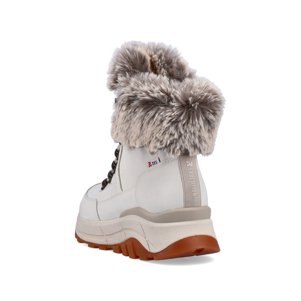 Rieker Evolution Leather Women's Mid Height W0063-00 Mid-Height Boots - White eZp1QfL4