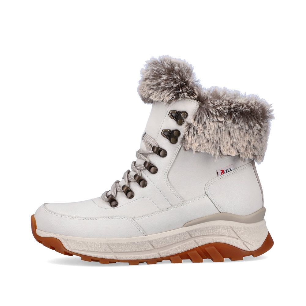 Rieker Evolution Leather Women's Mid Height W0063-00 Mid-Height Boots - White eZp1QfL4