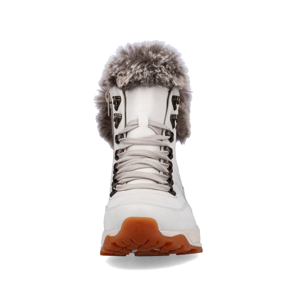 Rieker Evolution Leather Women's Mid Height W0063-00 Mid-Height Boots - White eZp1QfL4