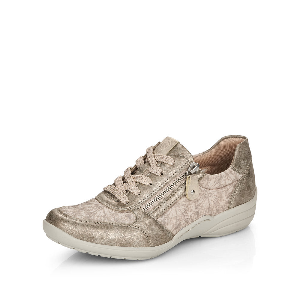 Remonte Women's Style R7637 Casual Lace-Up With Zip - Metallic