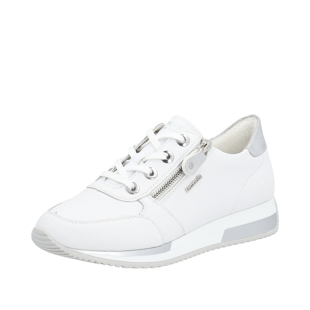 Remonte Women's Style D0H11 Athletic Lace-Up With Zip - White