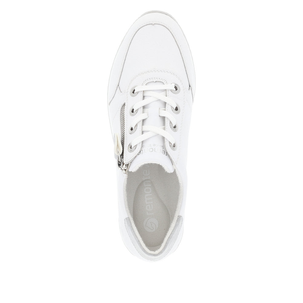 Remonte Women's Style D0H11 Athletic Lace-Up With Zip - White lDe8K7TQ