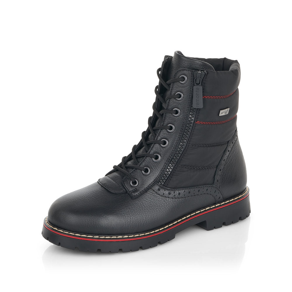 Remonte Leather Women's Mid Height D9374 Ankle Bootsflip Grip - Black