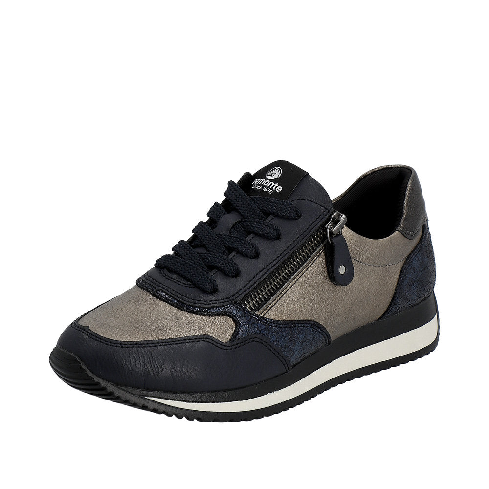 Remonte Women's Style D0H01 Athletic Lace-Up With Zip - Blue Combination
