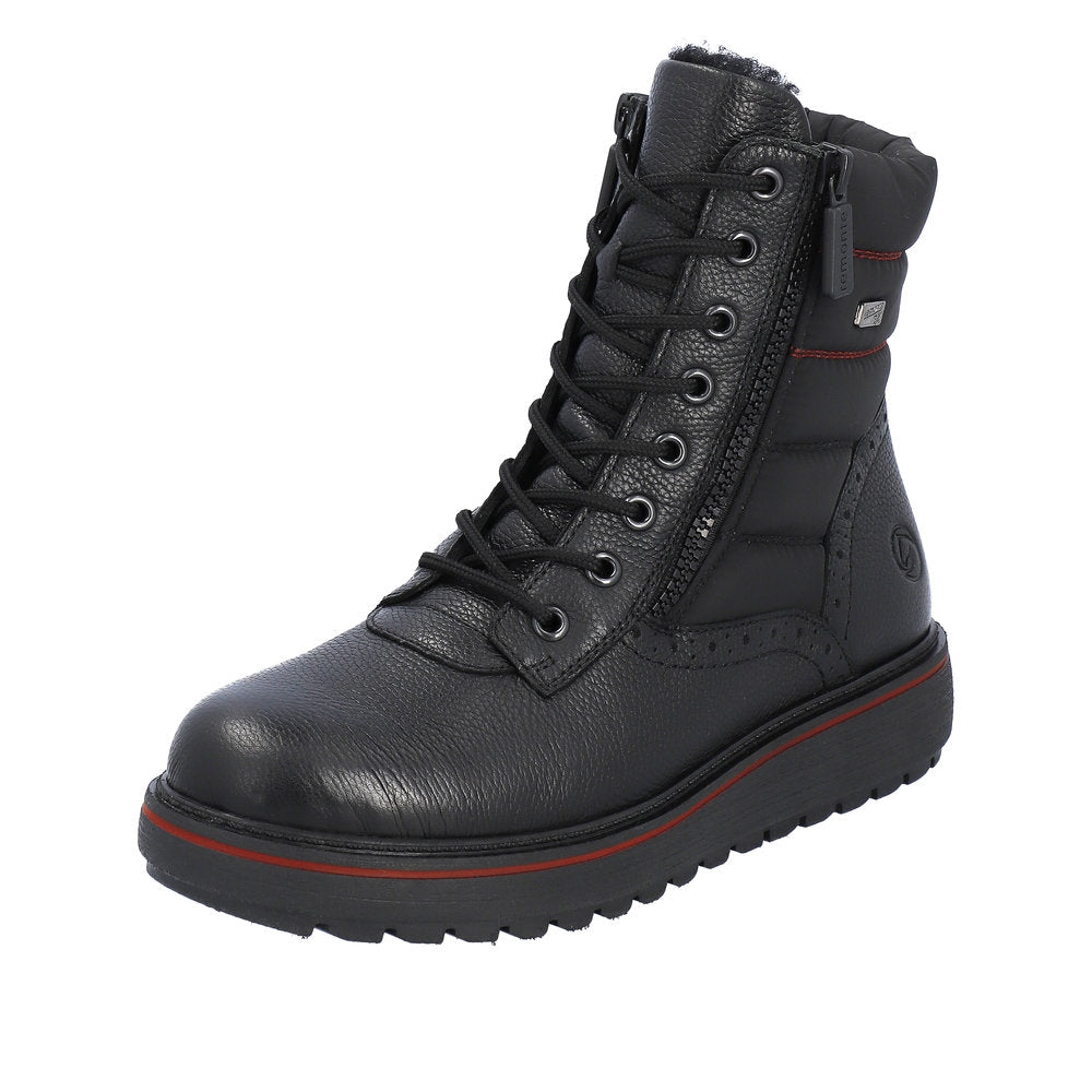 Remonte Leather Women's Mid Height D0U71 Mid-Height Bootsflip Grip - Black