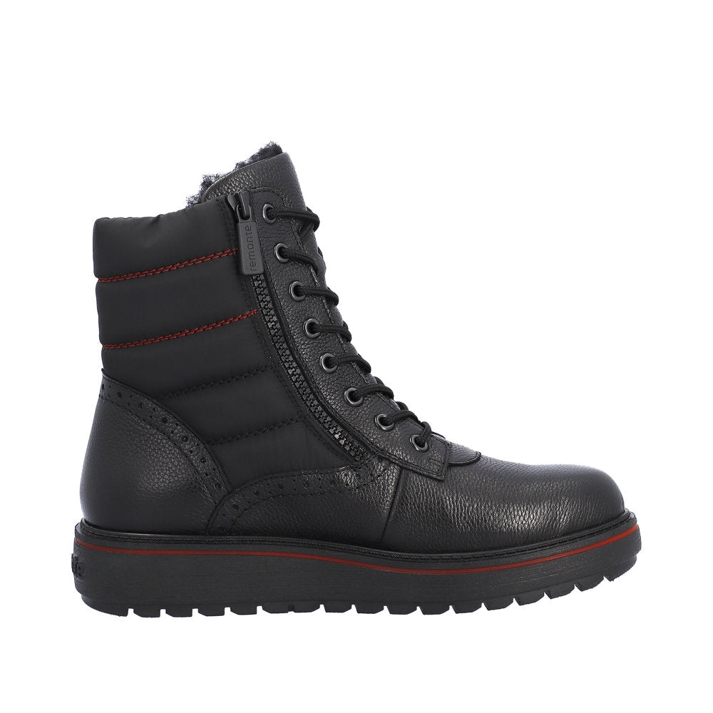 Remonte Leather Women's Mid Height D0U71 Mid-Height Bootsflip Grip - Black d7ZLds7d