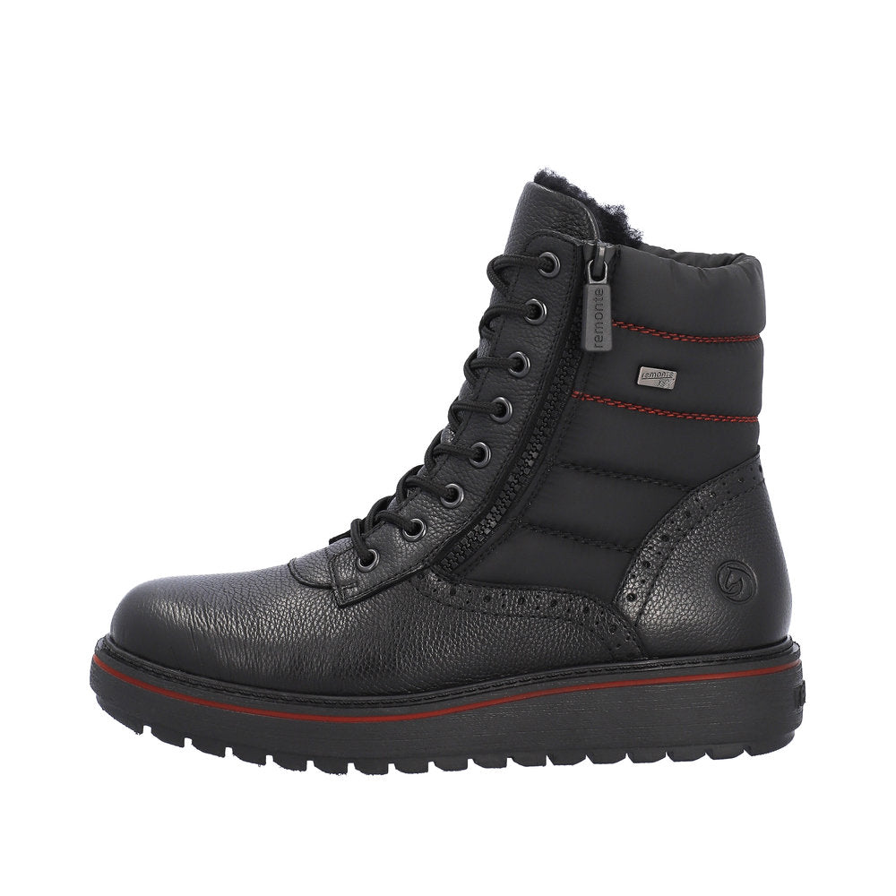 Remonte Leather Women's Mid Height D0U71 Mid-Height Bootsflip Grip - Black d7ZLds7d