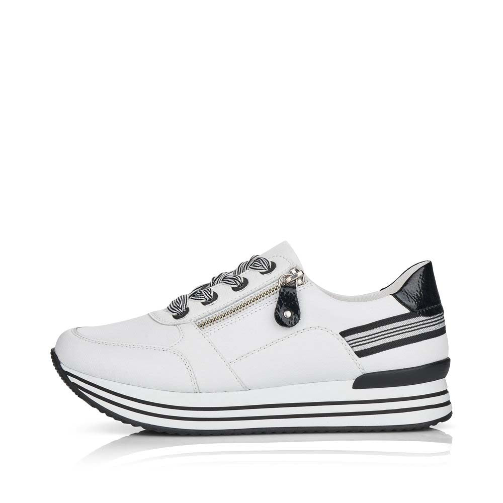 Remonte Women's Style D1312 Casual Lace-Up With Zip - White Combination SYjdDZP7