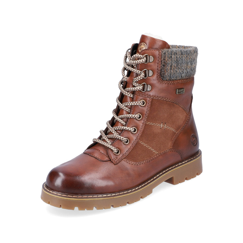 Remonte Leather Women's Mid Height D9378-00 Mid-Height Bootsflip Grip - Brown Combination