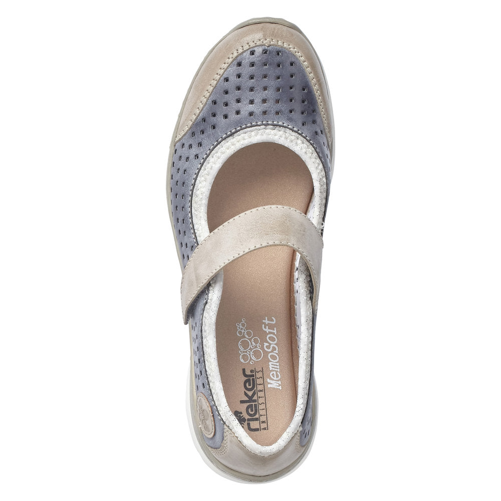 Rieker Women's Style L32B5 Casual Ballerina With Strap - Blue Combination u5I8hWWL