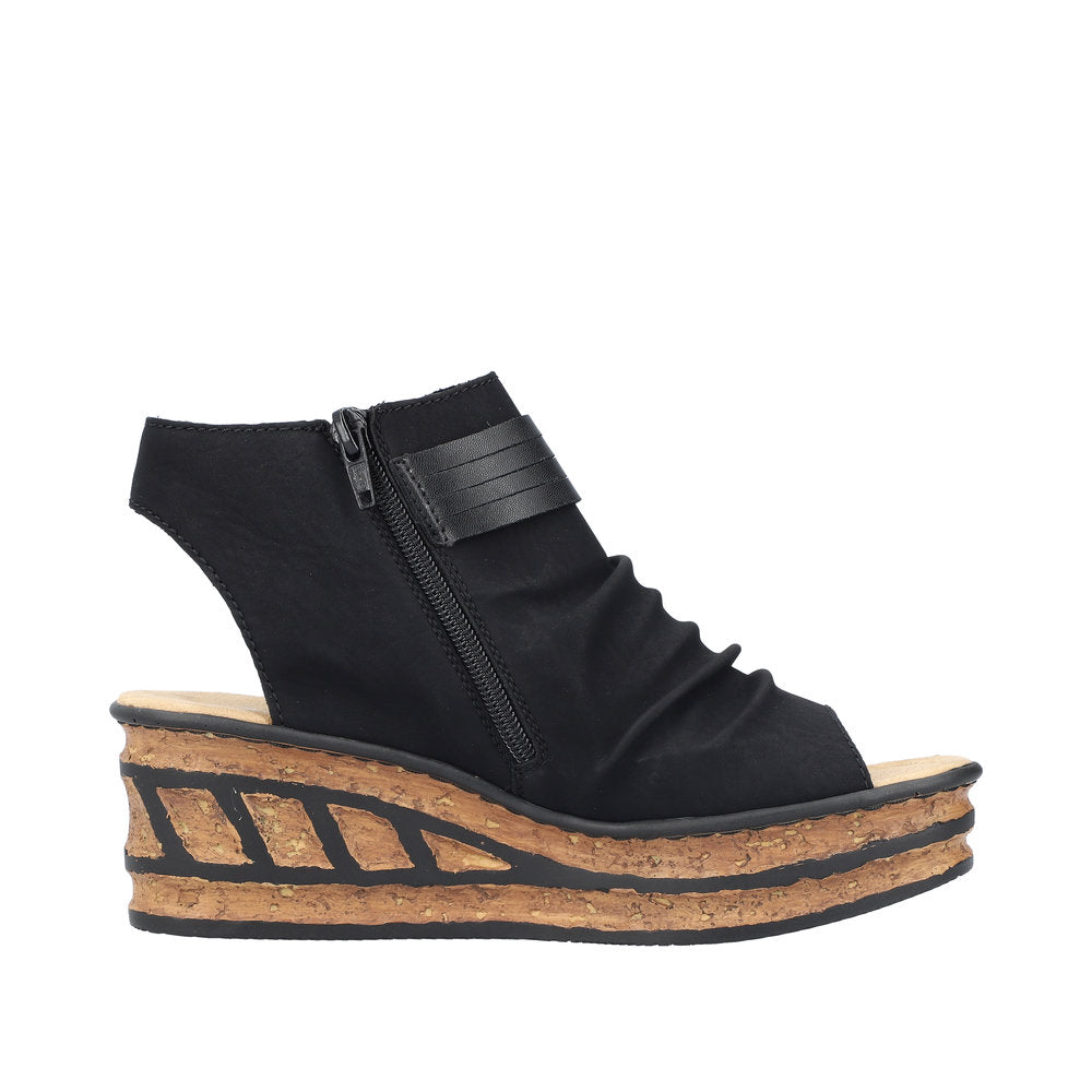 Rieker Women's Style 68191 Dress Sandal Boot - Black qVW9nMpa