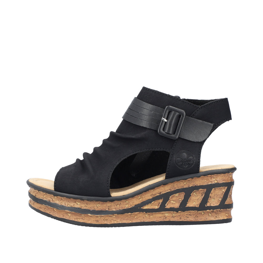 Rieker Women's Style 68191 Dress Sandal Boot - Black qVW9nMpa