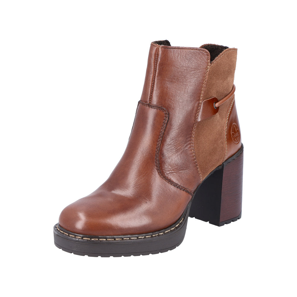 Rieker Leather Women's Short Y4157 Ankle Boots - Brown