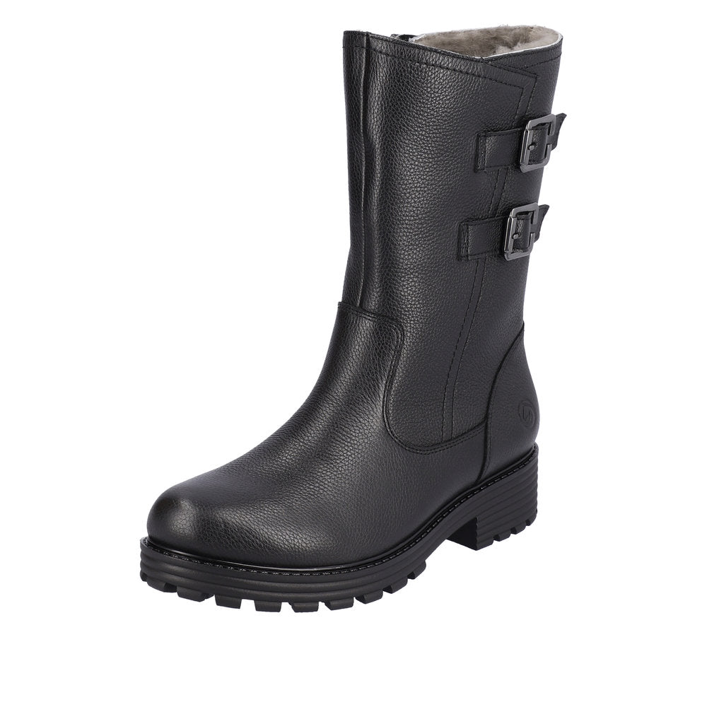 Remonte Leather Women's Mid Height D0W76 Mid-Height Boots - Black