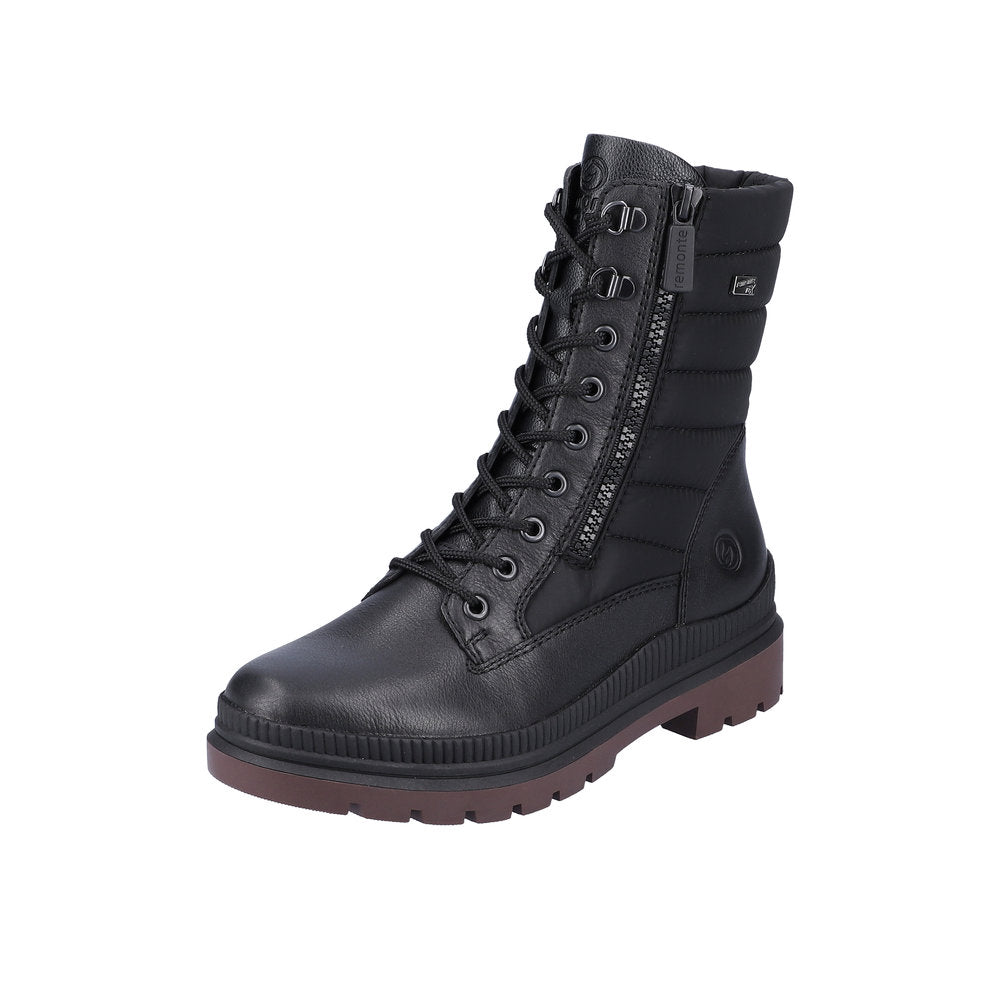 Remonte Leather Women's Mid Height D0C76 Mid-Height Bootsfiber Grip - Black