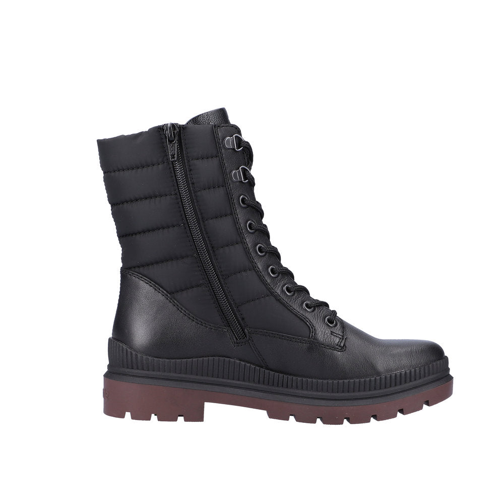 Remonte Leather Women's Mid Height D0C76 Mid-Height Bootsfiber Grip - Black 8ATm5Z2Q