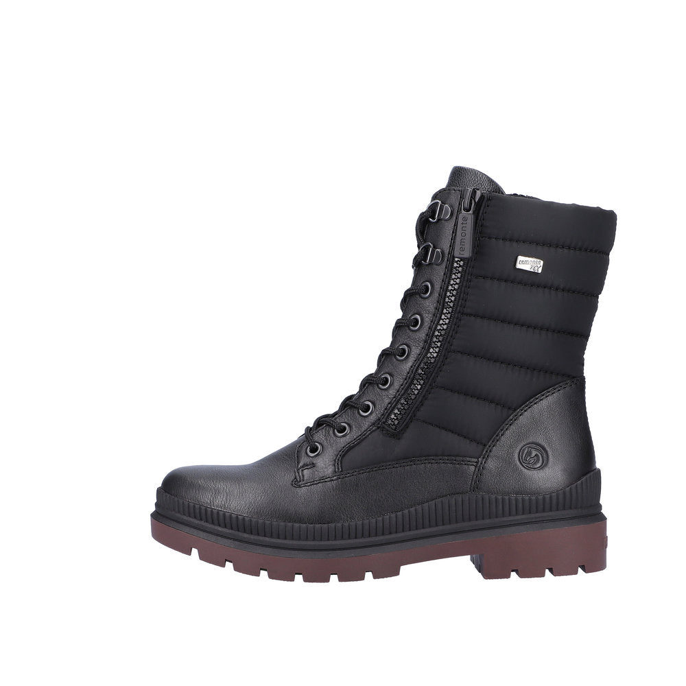 Remonte Leather Women's Mid Height D0C76 Mid-Height Bootsfiber Grip - Black 8ATm5Z2Q