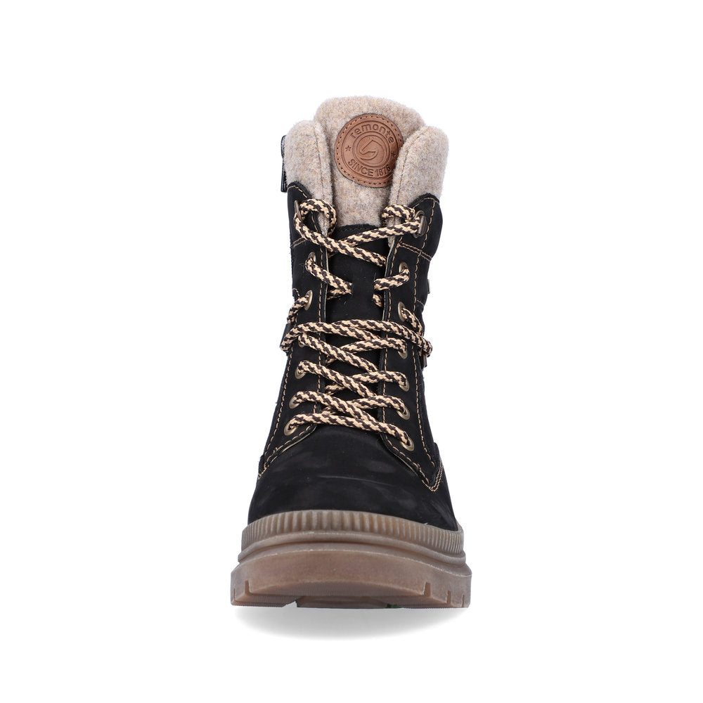 Remonte Suede Leather Women's Mid Height D0C77 Mid-Height Bootsfiber Grip - Black Combination BC3fl7ID