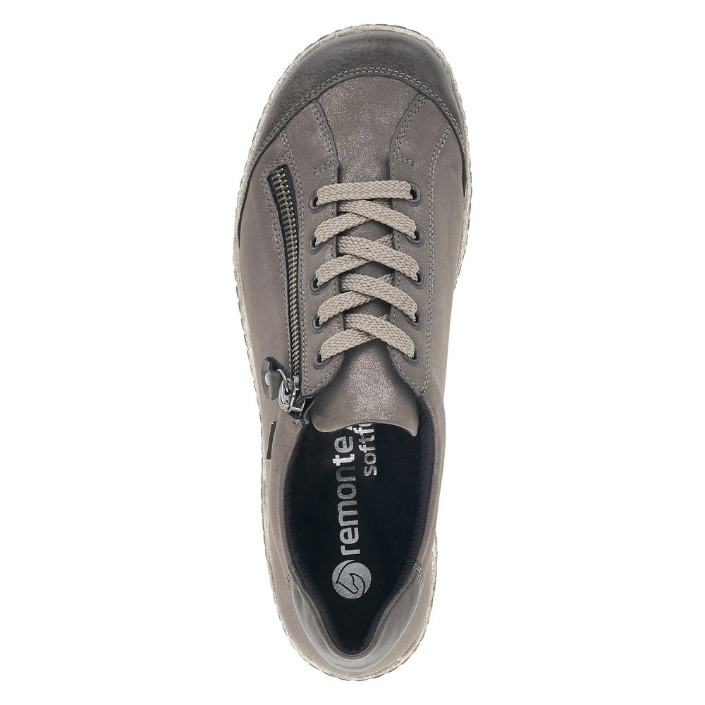 Remonte Women's Style R1402 Casual Lace-Up With Zip - Grey E7nPtWve