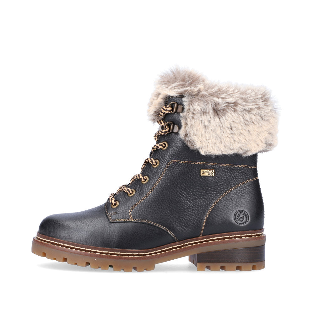 Remonte Leather Women's Short D0B74 Ankle Bootsfiber Grip - Black Combination 8BVHoz9V