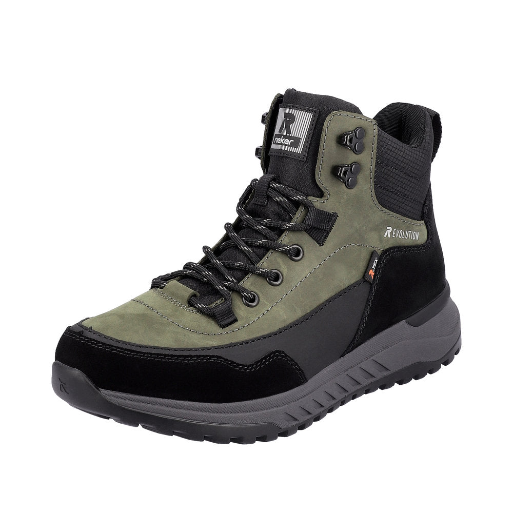 Rieker Evolution Suede Leather Men's U0169 Ankle Bootsfiber Grip - Black