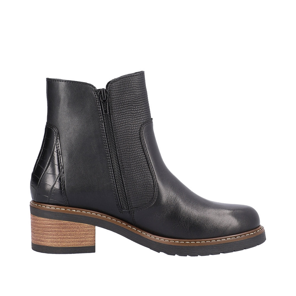 Remonte Leather Women's Mid Height D1A71 Mid-Height Boots - Black HUlpvqSR