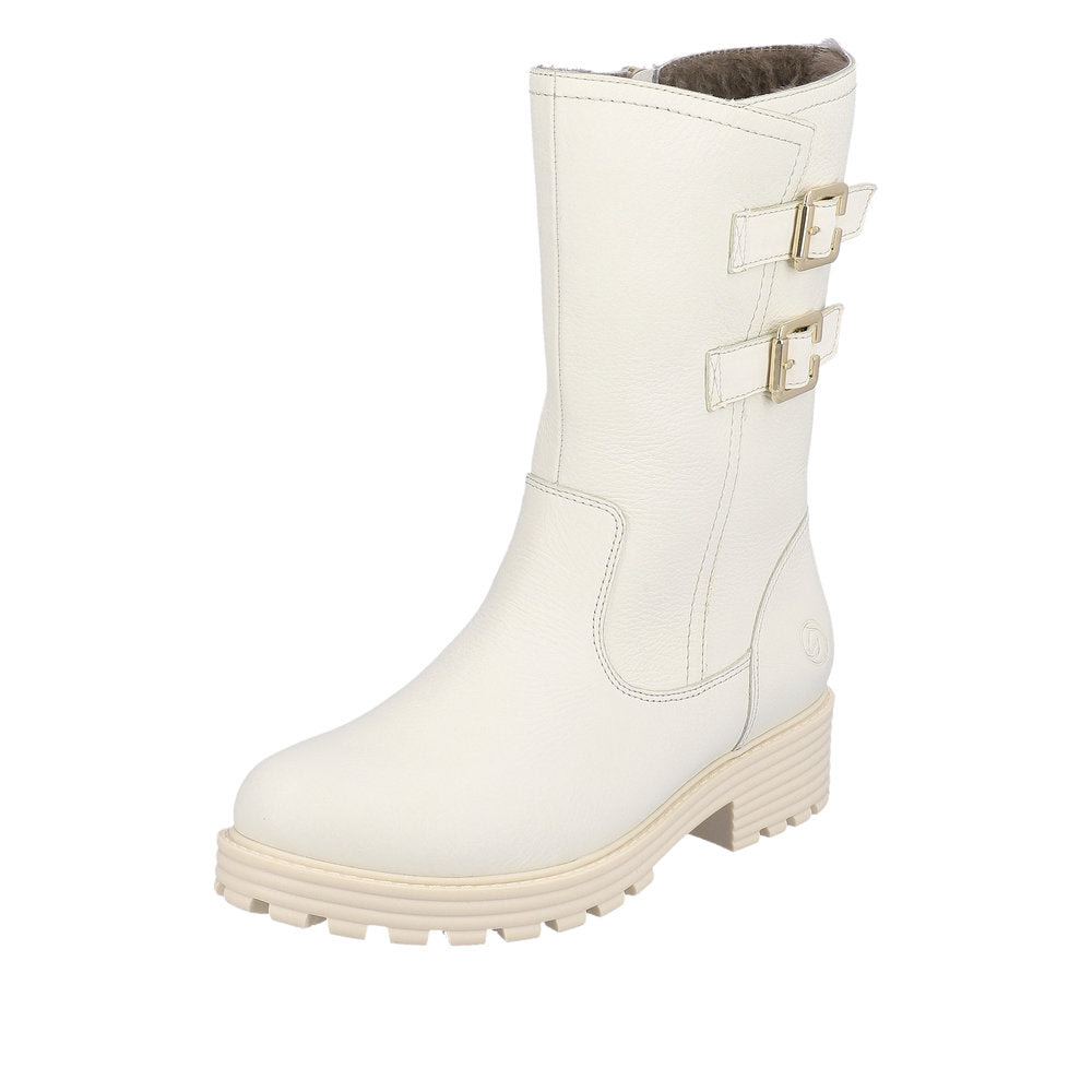 Remonte Leather Women's Mid Height D0W76 Mid-Height Boots - White