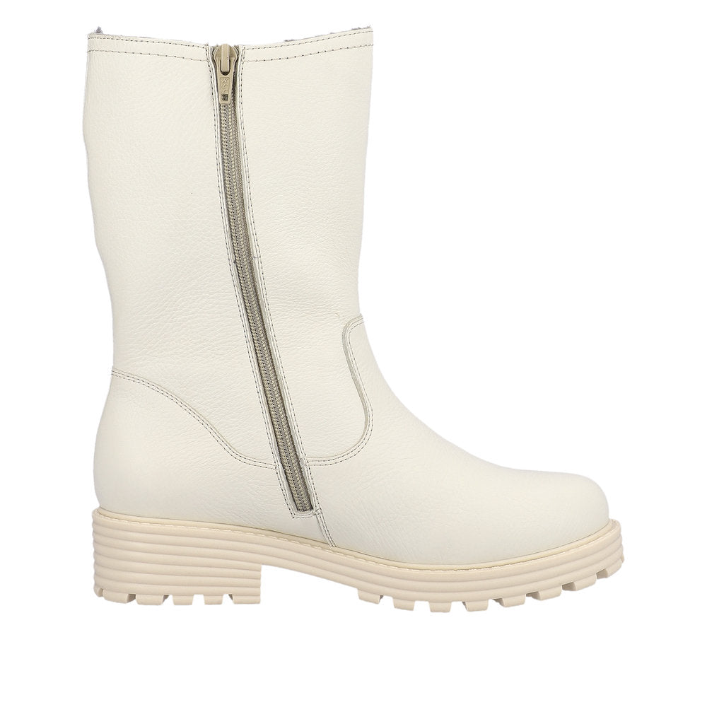 Remonte Leather Women's Mid Height D0W76 Mid-Height Boots - White aLBFHOoV
