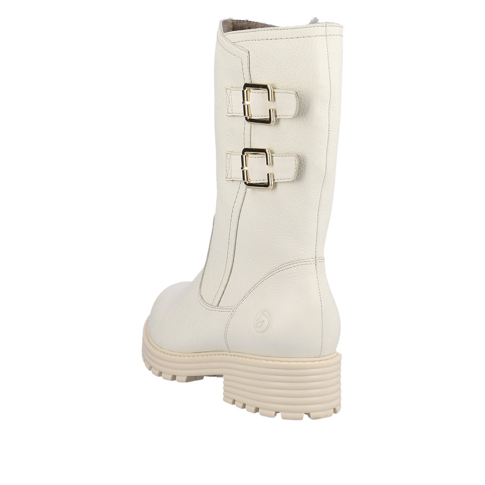 Remonte Leather Women's Mid Height D0W76 Mid-Height Boots - White aLBFHOoV